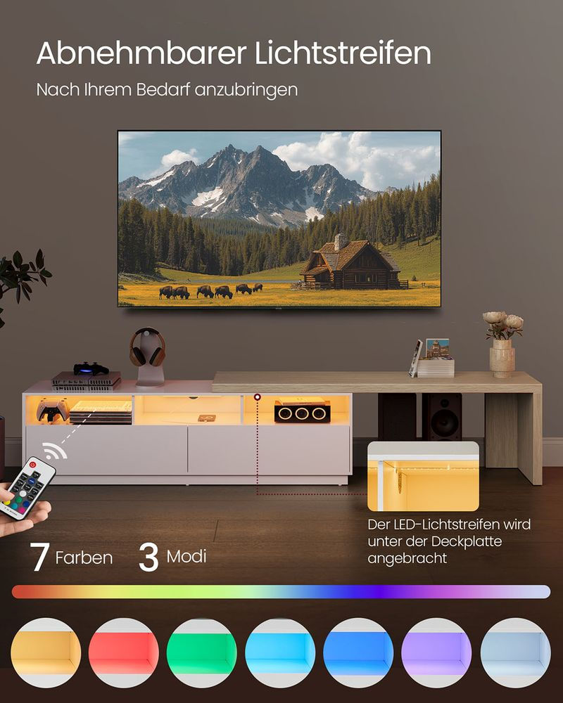 Thumbnail: L-Shaped Adjustable Length TV Cabinet Cloud White Natural Beige