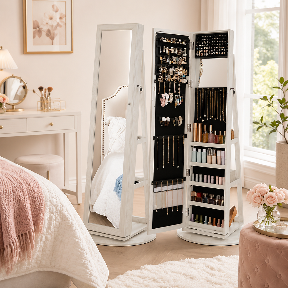 Thumbnail: Rotating Mirror with Jewellery Cabinet