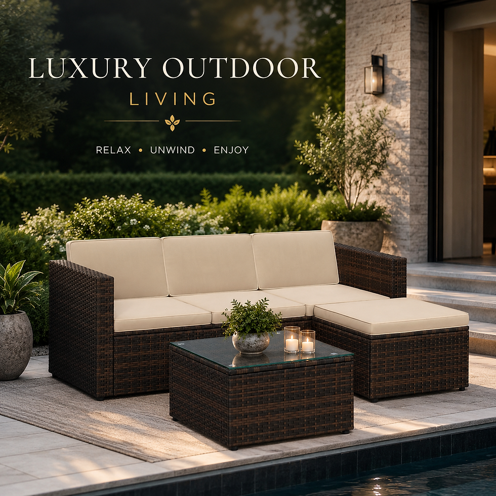 Thumbnail: Rattan Garden Corner Sofa Set with Coffee Table and Footstool
