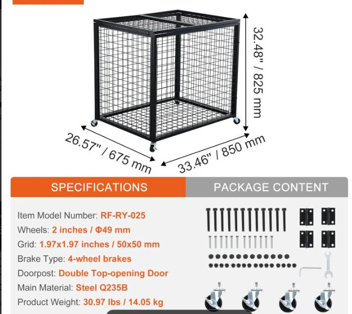 Thumbnail: Rolling Sports Ball Storage Cart, Lockable Basketball Cage