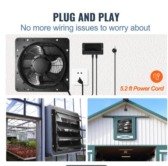 Thumbnail: 16-Inch Metal Exhaust Fan with Temperature & Humidity Controller