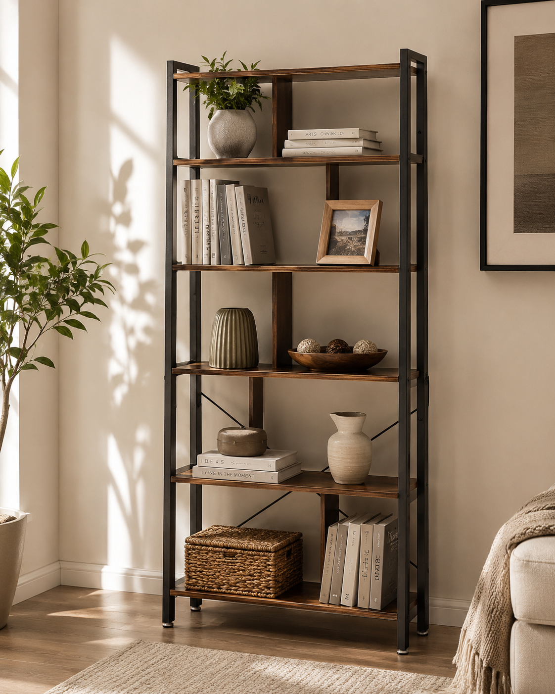 Bookcase Industrial style 5 tier