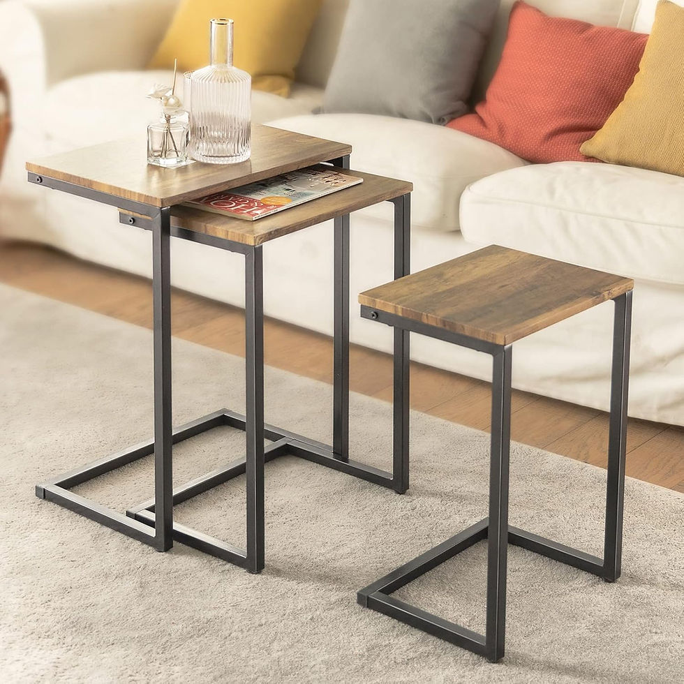 Thumbnail: Set of 3 Nesting Tables Modern Industrial Coffee Tables Space Saving Design