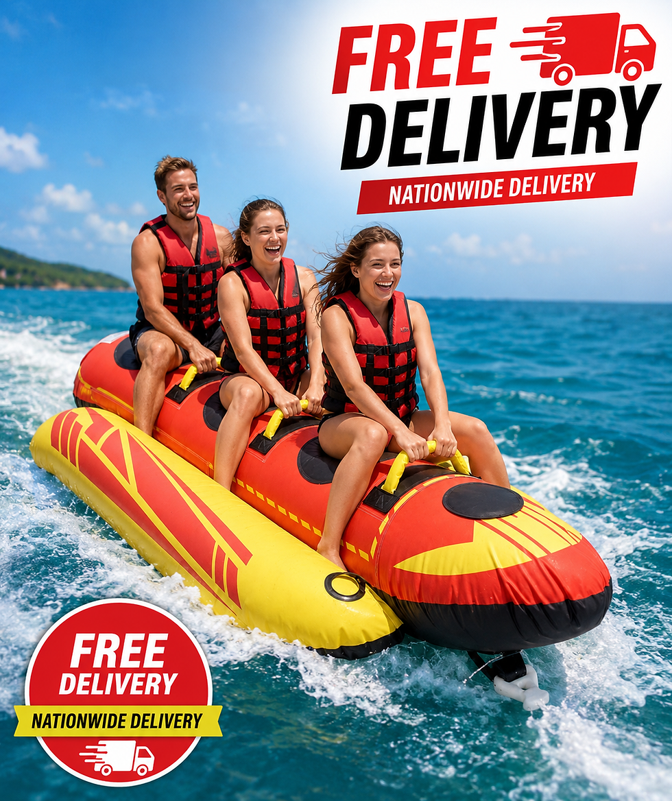 Thumbnail: 3 Person Inflatable Banana Boat Towable Tube – Heavy Duty Water Sports Fun Tube