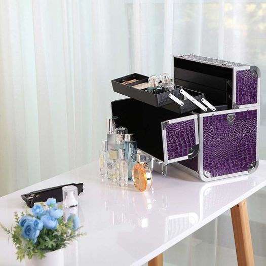 Cosmetic Case Crocodile Pattern Purple