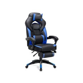 Black-Blue Gaming Chair  office chair with footrest