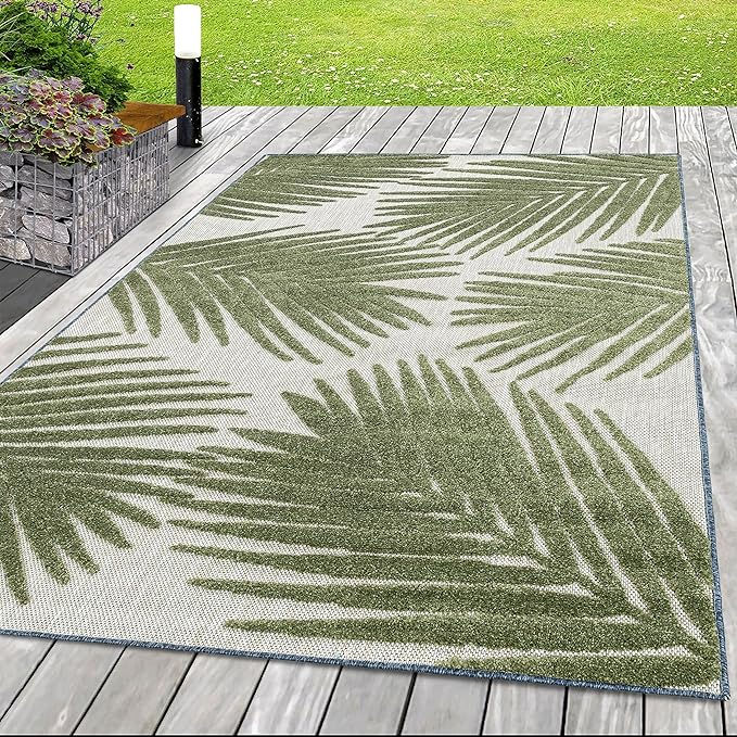 Thumbnail: Rug Flat Woven 3D Effect Boho Design Patio Balcony Garden Kitchen