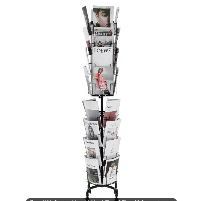 Thumbnail: 32 Pocket Rotating Magazine and Brochure Display Stand 193cm Mobile Retail Rack