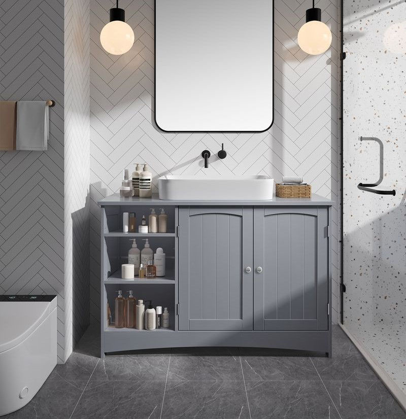 Thumbnail: Washbasin cabinet with 2 doors white