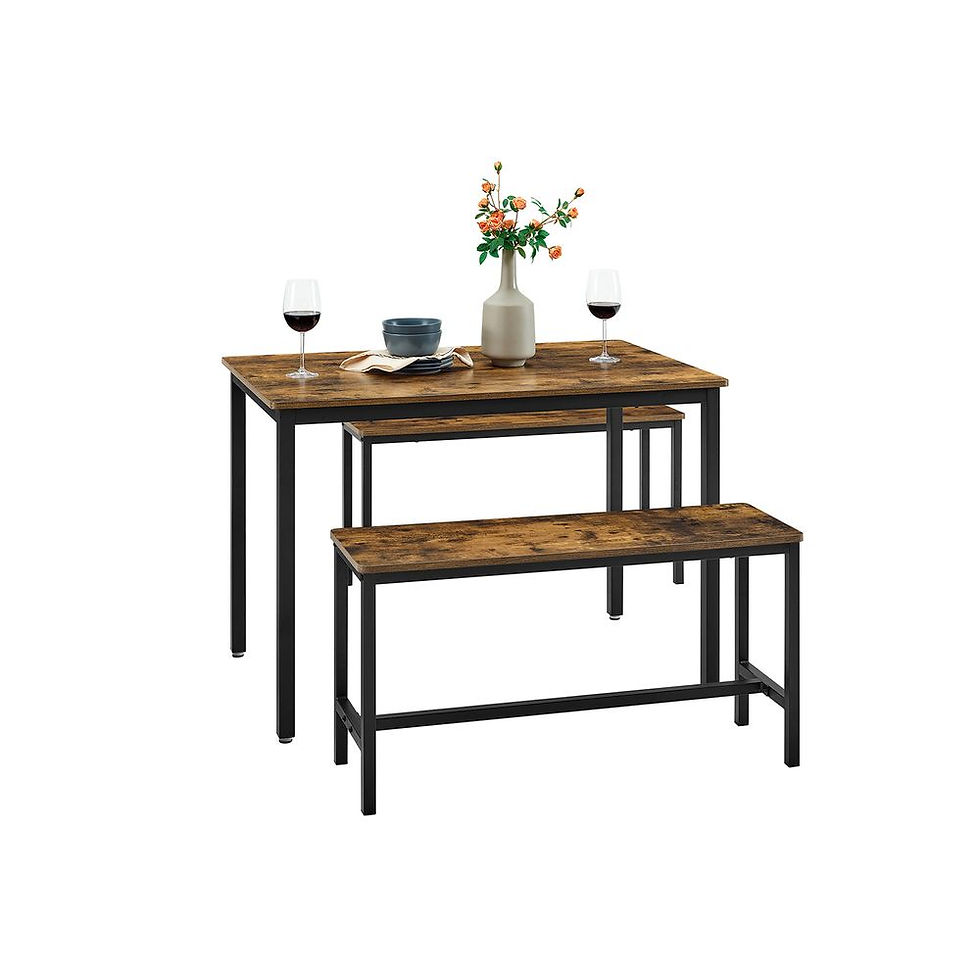 Thumbnail: Industrial Style Dining Table & Bench Set – Bundle of 2 Tables + 4 Benches