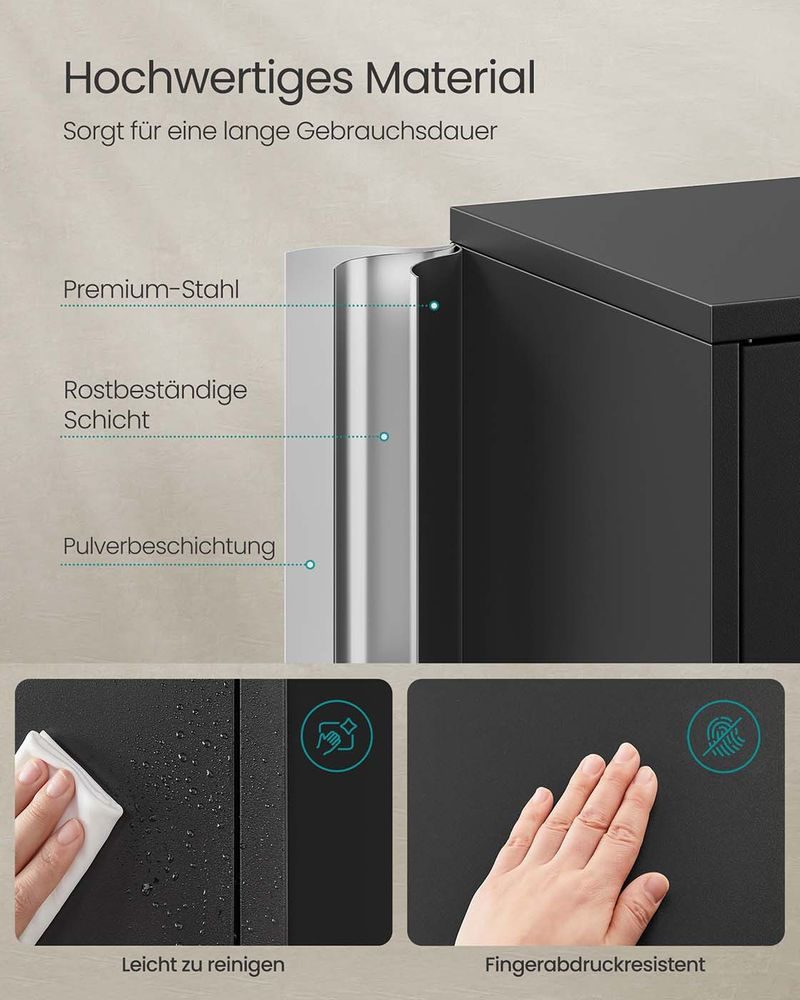 Thumbnail: Tall Metal Storage Cabinet with Lock – 5-Tier Adjustable Shelves, 4 Doors, 180cm