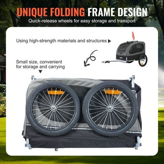 Thumbnail: Dog Bike Trailer, Supports up to 88 lbs, Pet Cart Bicycle Carrier, Easy Folding