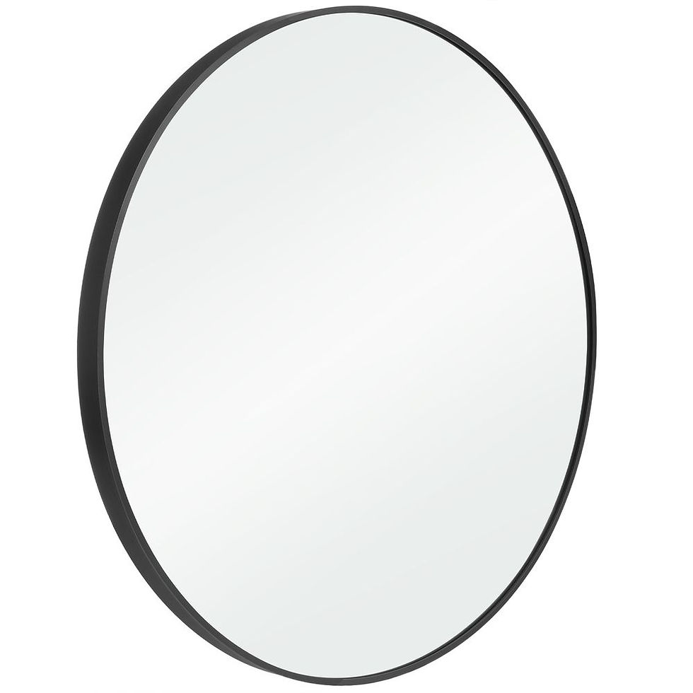 Thumbnail: Black Round Wall Mirror 76 cm Modern Bathroom Mirror Aluminium Frame Vanity Hall