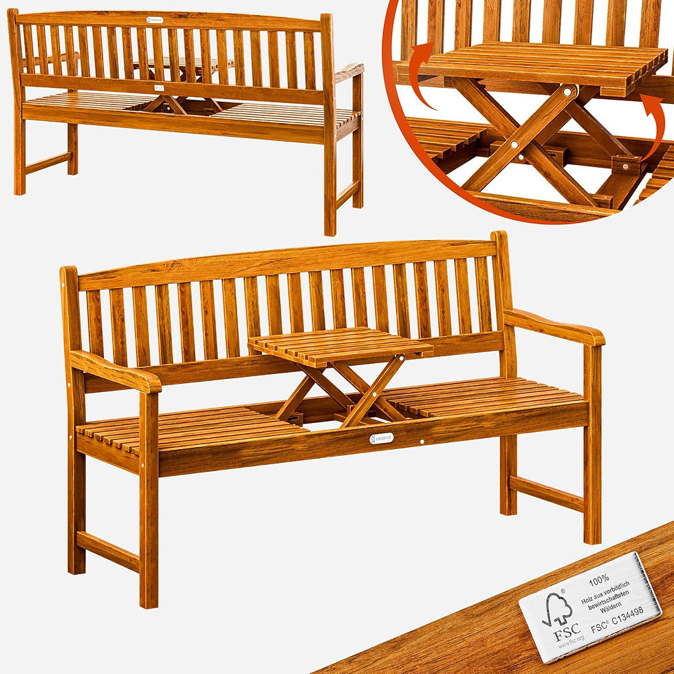 Thumbnail: Wooden Picnic Garden Bench with or without Cover, FSC® Certified Eucalyptus Wood