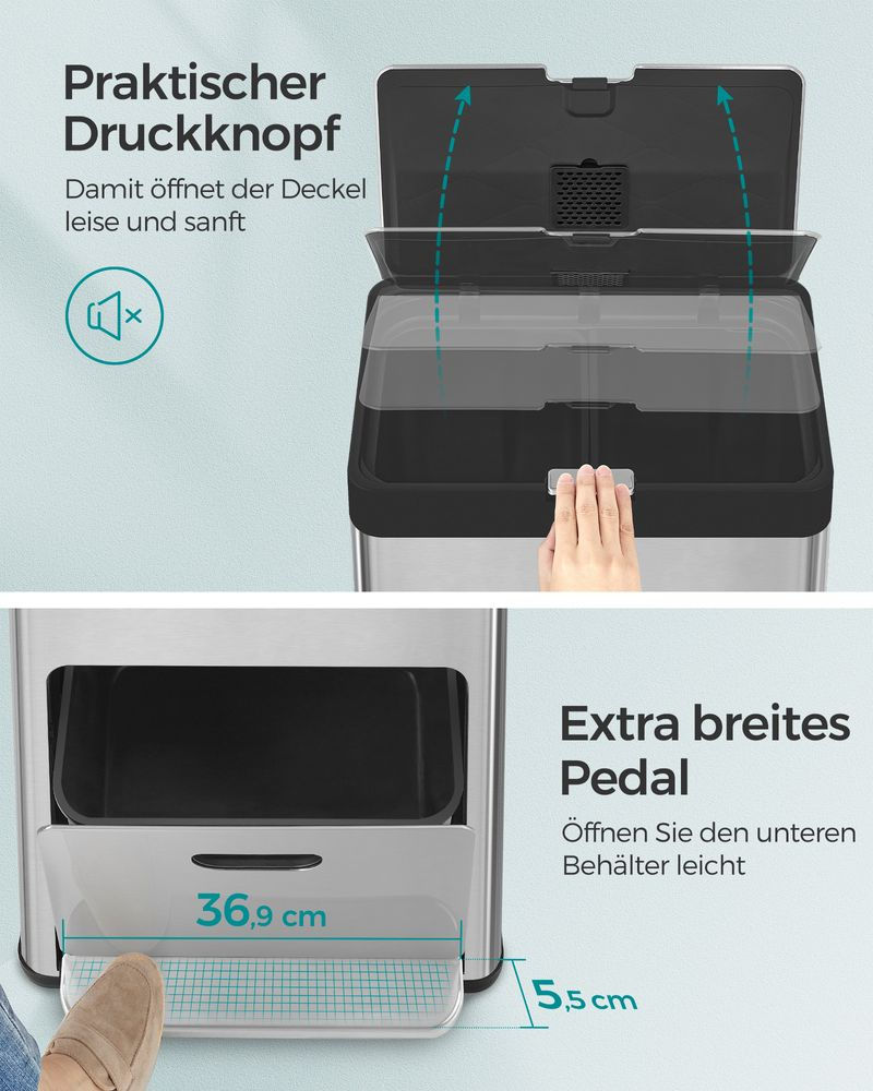 Thumbnail: Trash Can  Bin Kitchen with Pedal and 3 Compartments