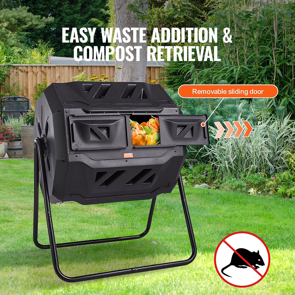 Thumbnail: Double Chamber Drum Composter 160 Litres Black Rotatable