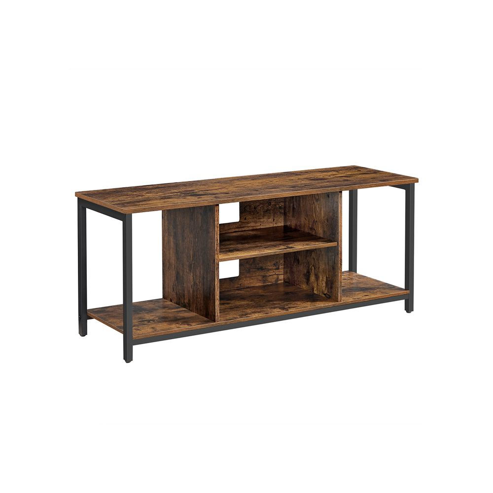 TV cabinet with open compartments vintage brown-black