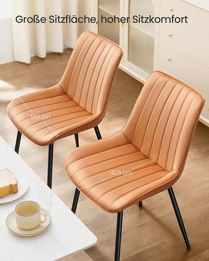 Thumbnail: Set of 4 Kitchen Chairs Velvet Upholstered Chair Maximum Load 120 kg Steel Legs