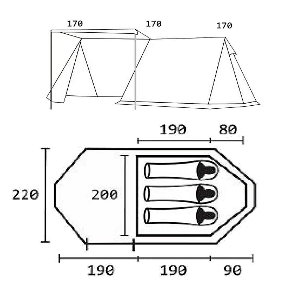 Thumbnail: 3 Man House Tent Waterproof Camping Tent
