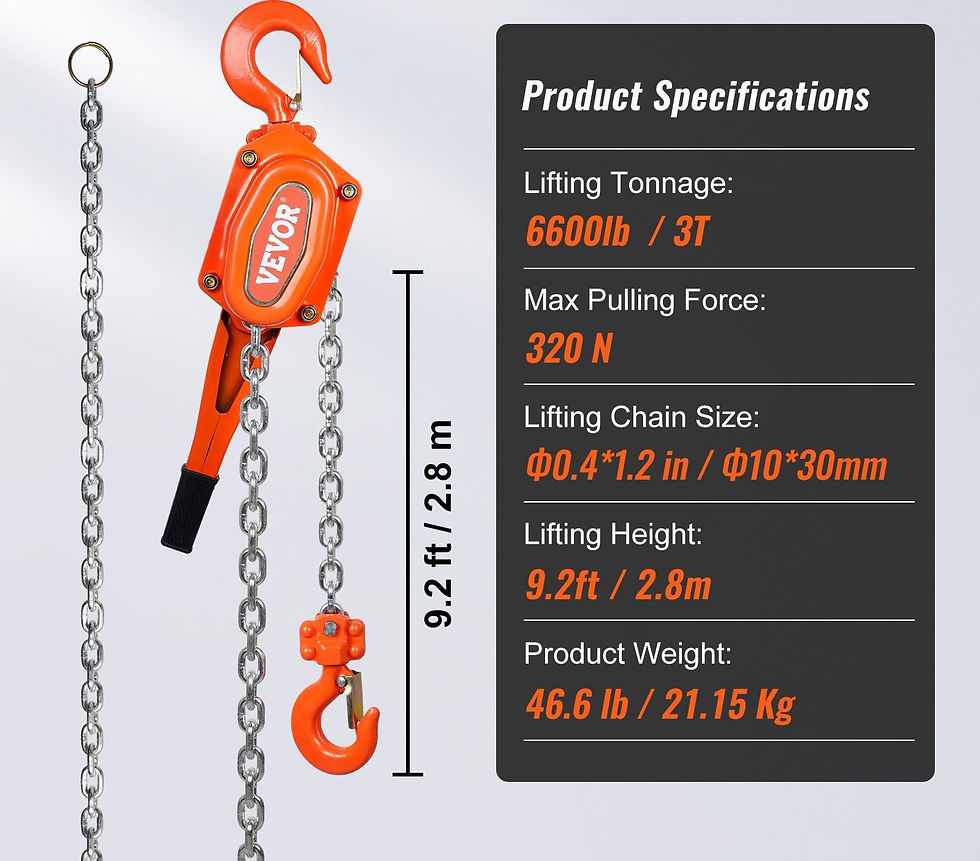 Thumbnail: Manual Lever Chain Hoist, 3 Ton 6600 lbs
