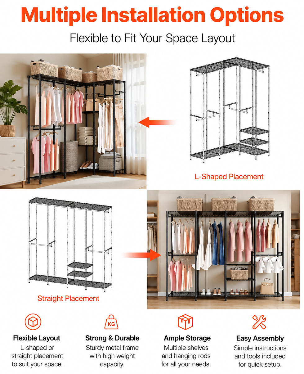 Thumbnail: Heavy Duty  Clothes Rack Wardrobe – 499 kg Capacity