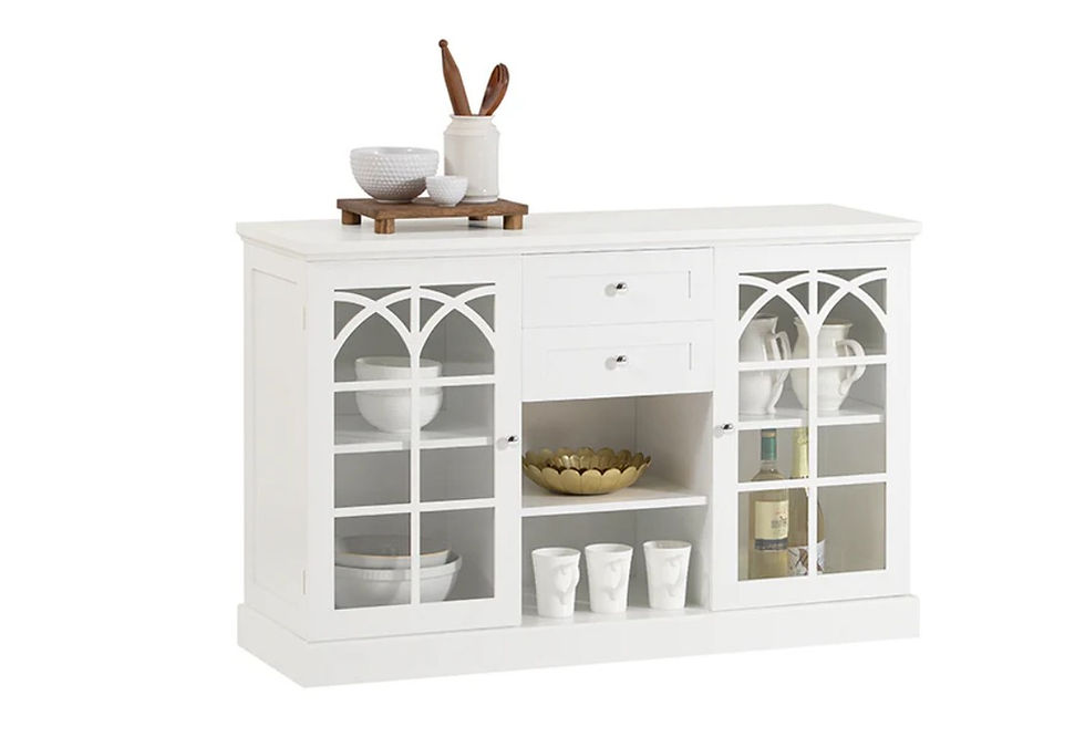 Thumbnail: White Sideboard Cabinet with Glass Doors Storage Cabinet for Kitchen Dining Room