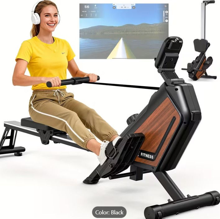 Thumbnail: Foldable Magnetic Rowing Machine for Home – 16 Resistance Levels, Quiet Belt Dri