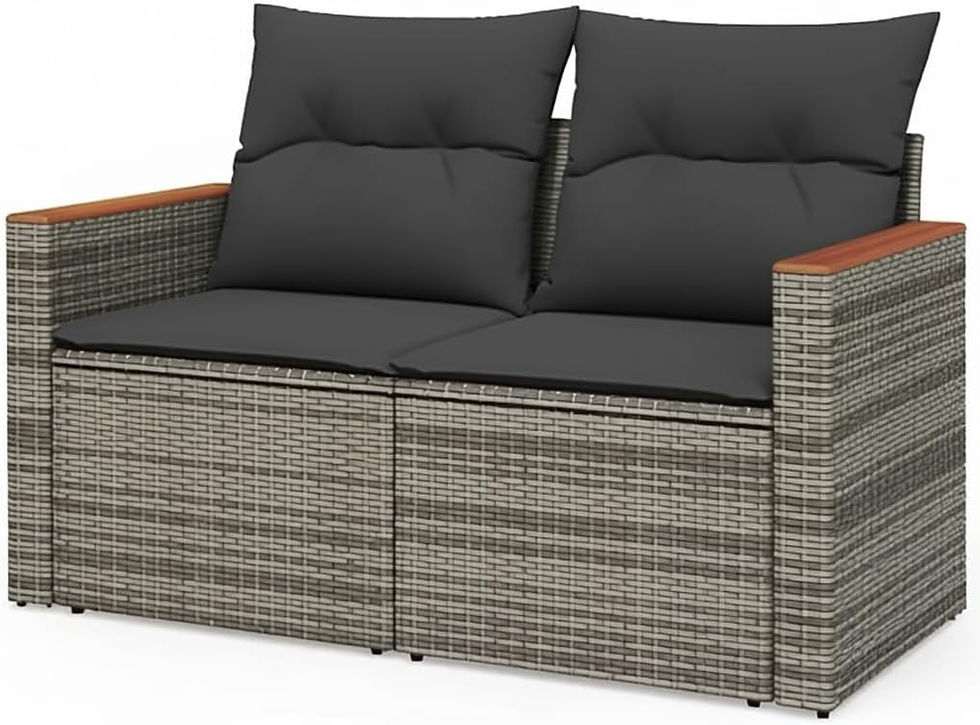 Thumbnail: 2-Seater Garden Sofa Set – Modular Poly Rattan Chairs with Cushions,