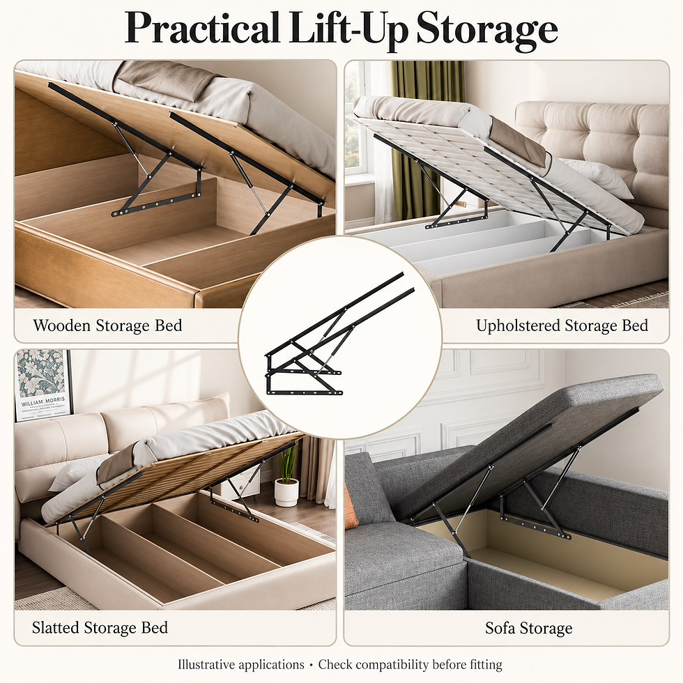 Thumbnail: Ottoman Bed Gas Lift Mechanism – Bed Storage Lift Kit for 150 × 200 cm Beds