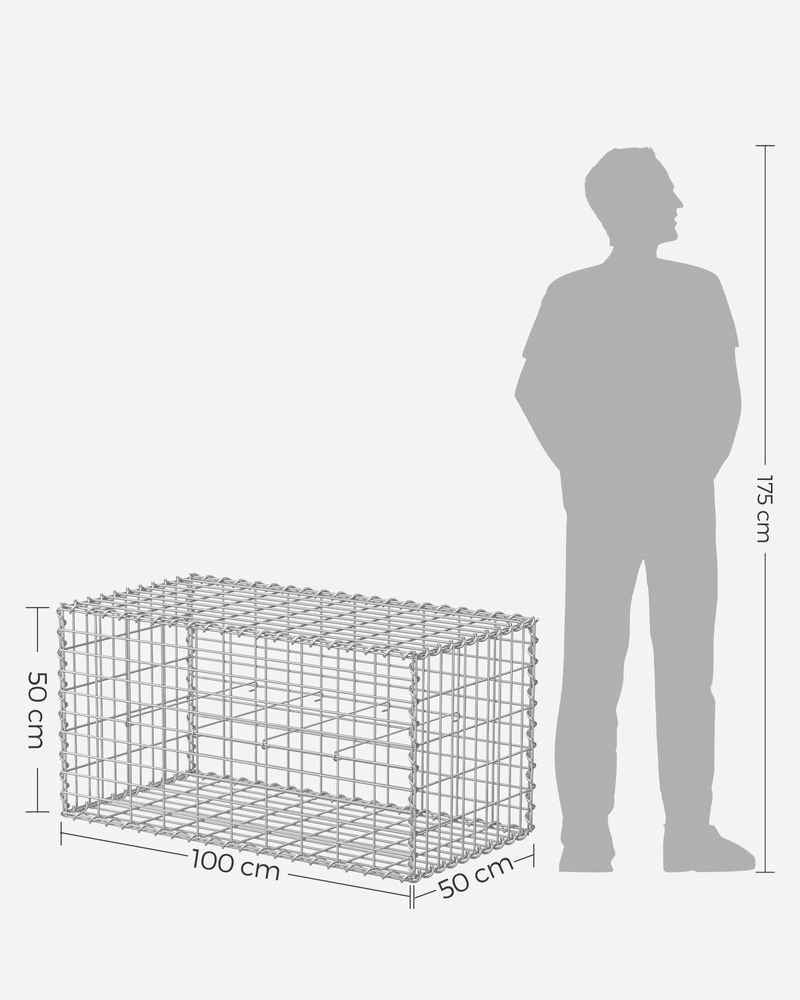 Thumbnail: Wire Basket 100 x 30 x 30 cm Set of 2 silver