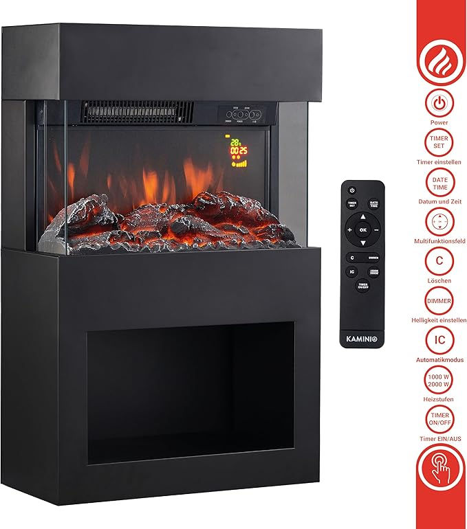 Thumbnail: Modern Electric Fireplace with Remote – White or Black (Preorder Item)
