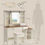 Thumbnail: Country Style Dressing Table with Stool Mirror and Storage White Brown