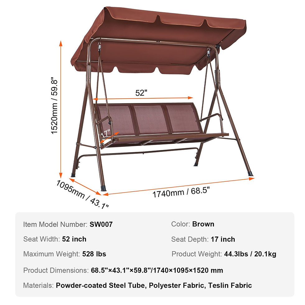 Thumbnail: 3-Seat Patio Swing Chair