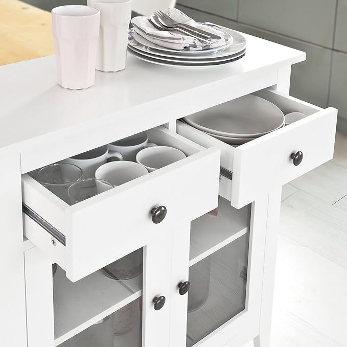 Thumbnail: Cabinet with two tempered glass doors and drawers