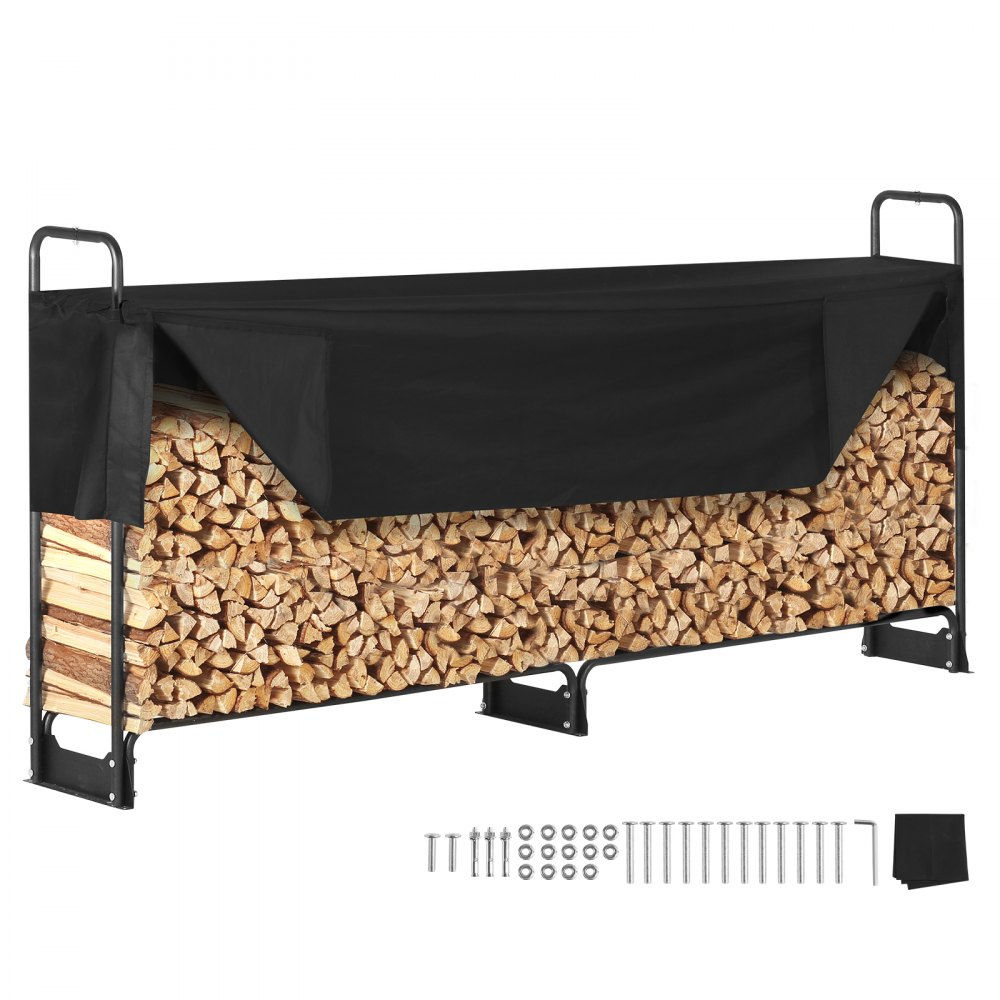 8.5FT Outdoor Firewood Rack with Cover