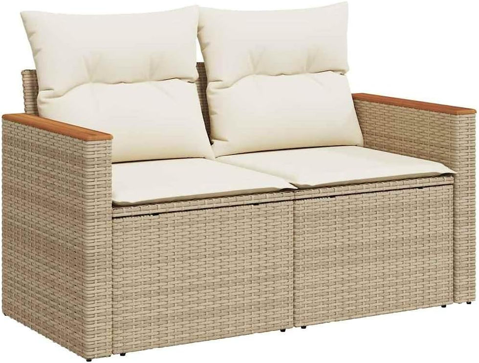 Thumbnail: 2-Seater Garden Sofa Set – Modular Poly Rattan Chairs with Cushions,