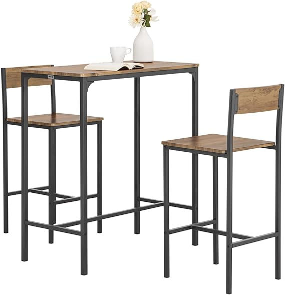 Thumbnail: Industrial Style Table and 2 Bar Chairs Set Bar Table + Bar Stools Standing Tab