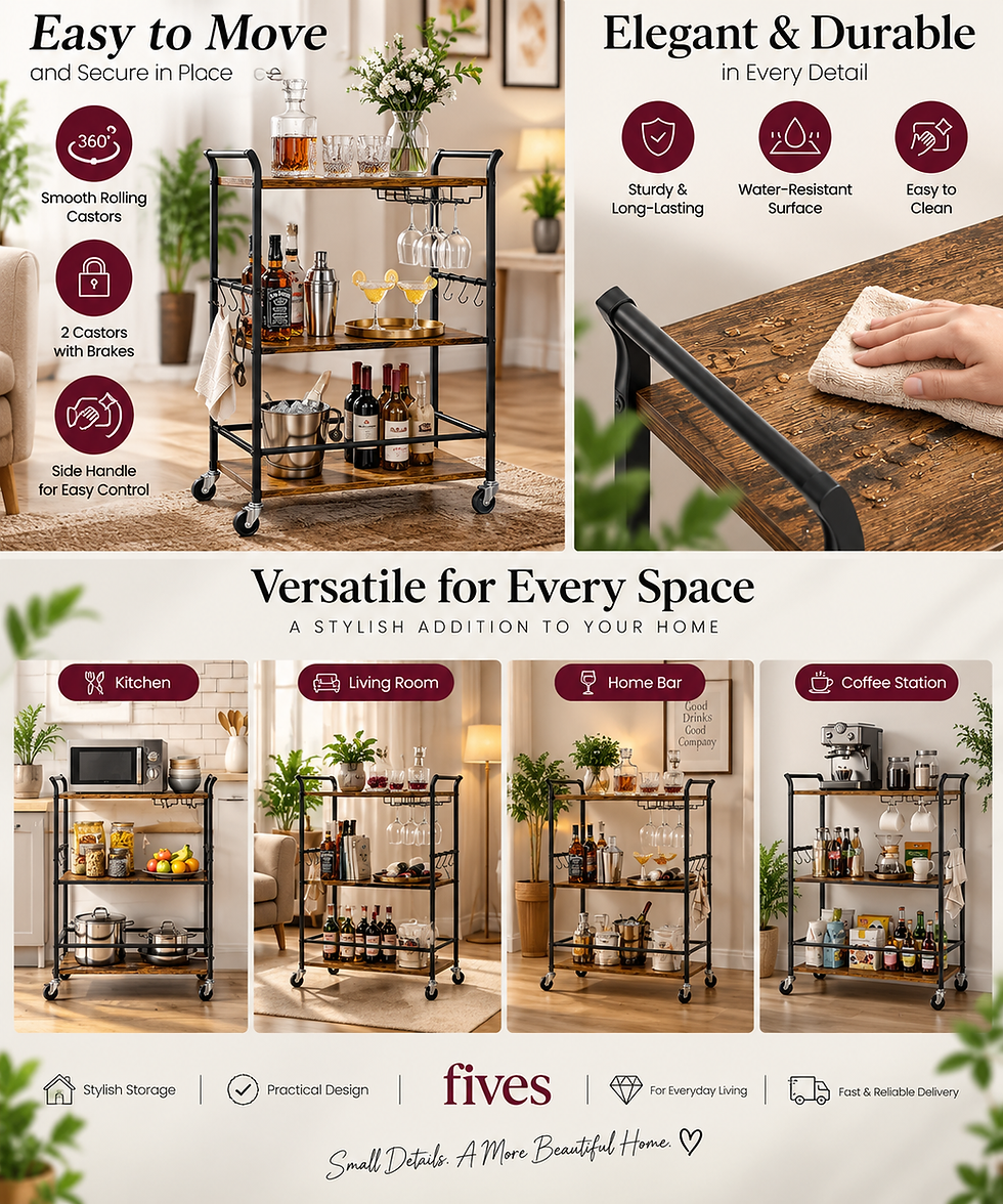 Thumbnail: Serving Trolley with Wine Rack & Glass Holder