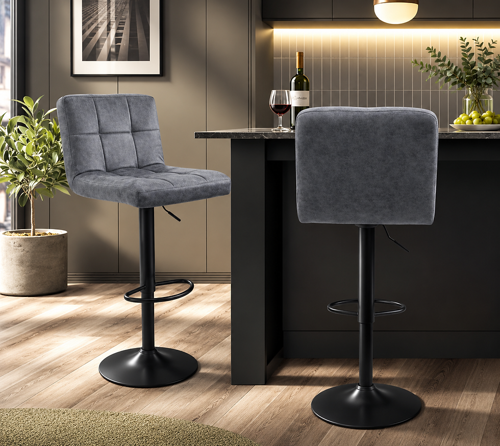 Thumbnail: Bar stool set of 2  imitation leather upholstery with backrest