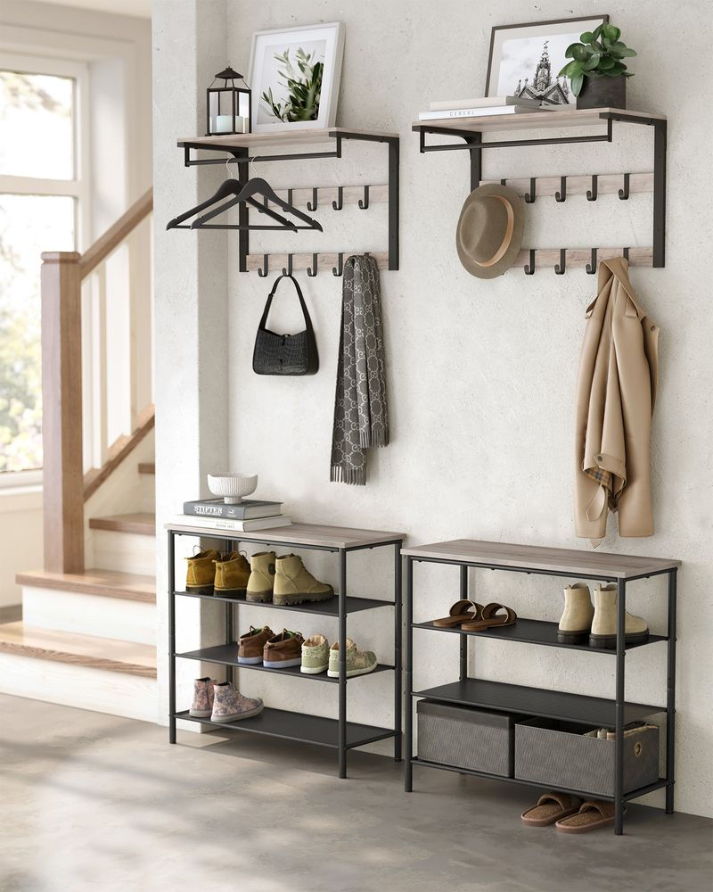 Thumbnail: Wall Coat Rack with Clothes Rail