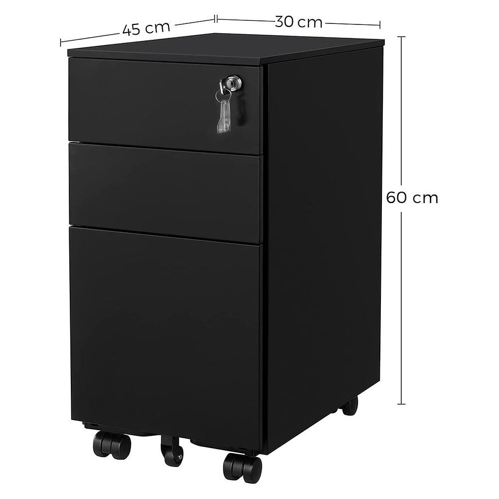 Thumbnail: Lockable Mobile Filing Cabinet with 3 Drawers – A4, Letter & Legal Size