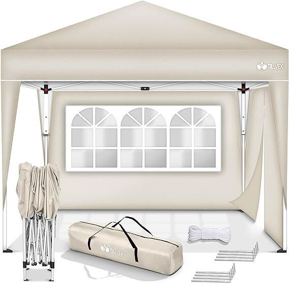 Gazebo 3 x 3 m Waterproof Pop-Up with 2 side panels