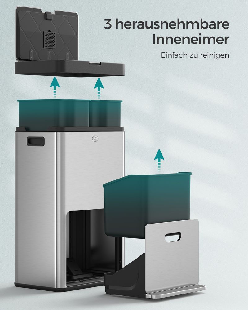 Thumbnail: Trash Can  Bin Kitchen with Pedal and 3 Compartments