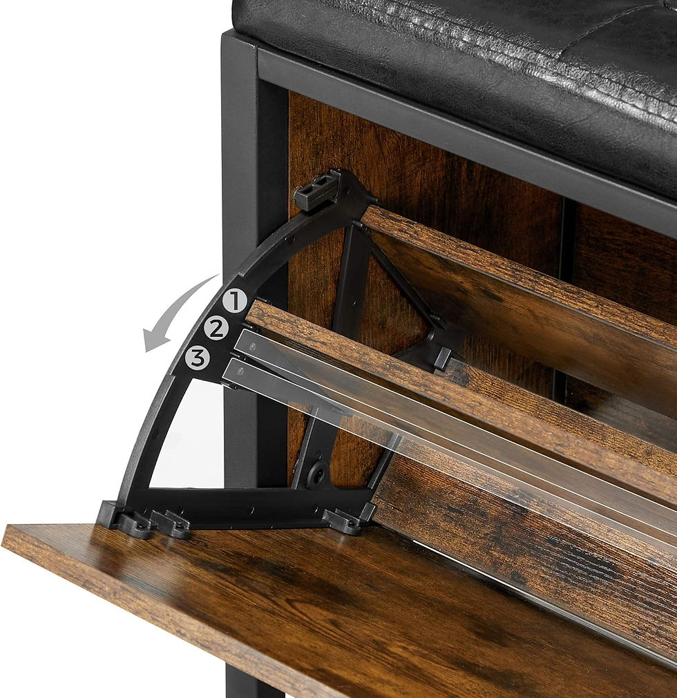 Thumbnail: Industrial Look bench with storage space shoe bench, bench with padded seat
