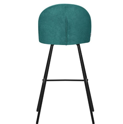 Thumbnail: Set of 2 Mustard Upholstered Bar Stools with Backrests and Black Steel Legs