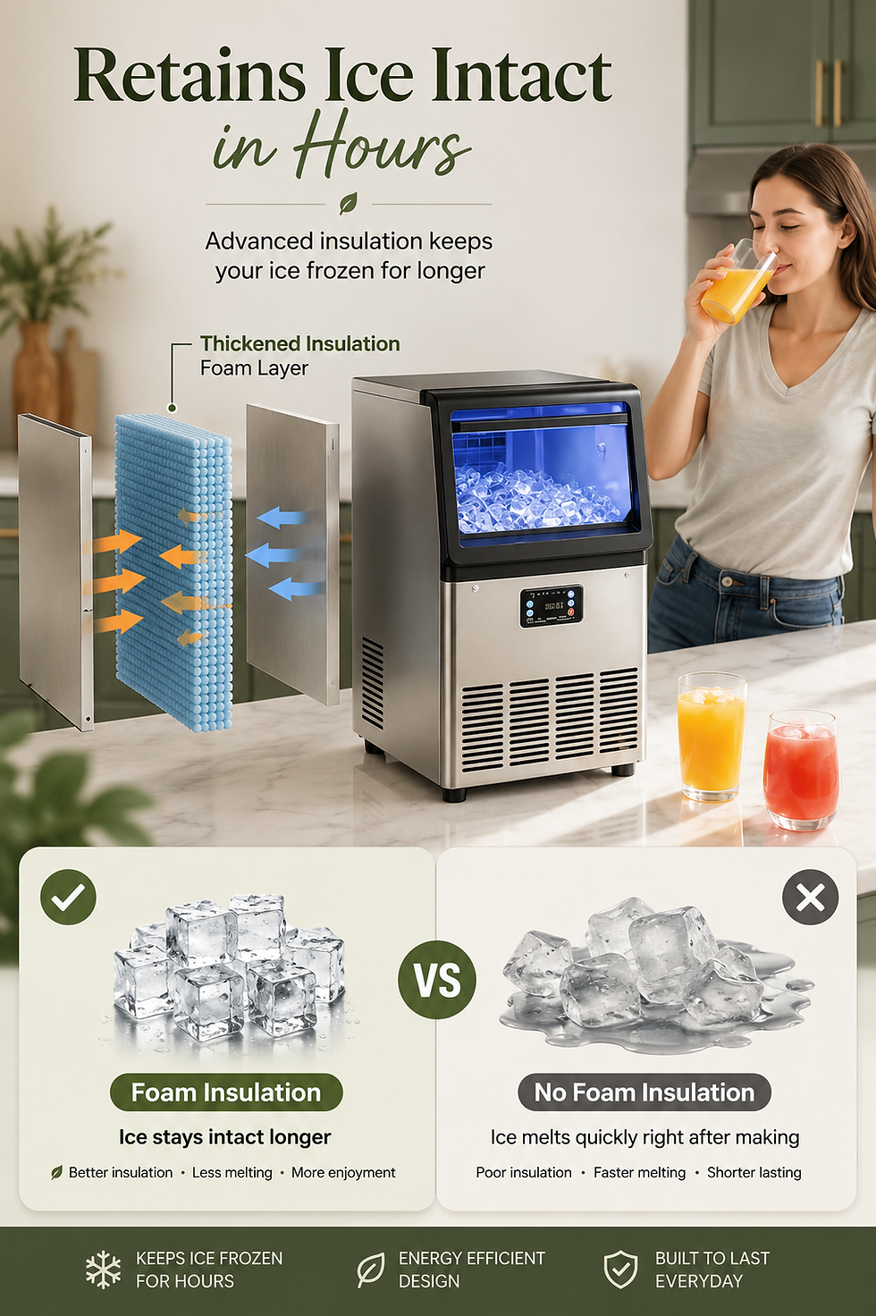 Thumbnail: Commercial Ice Machine 41kg/Day | Stainless Steel Ice Maker | 6kg Storage | Self