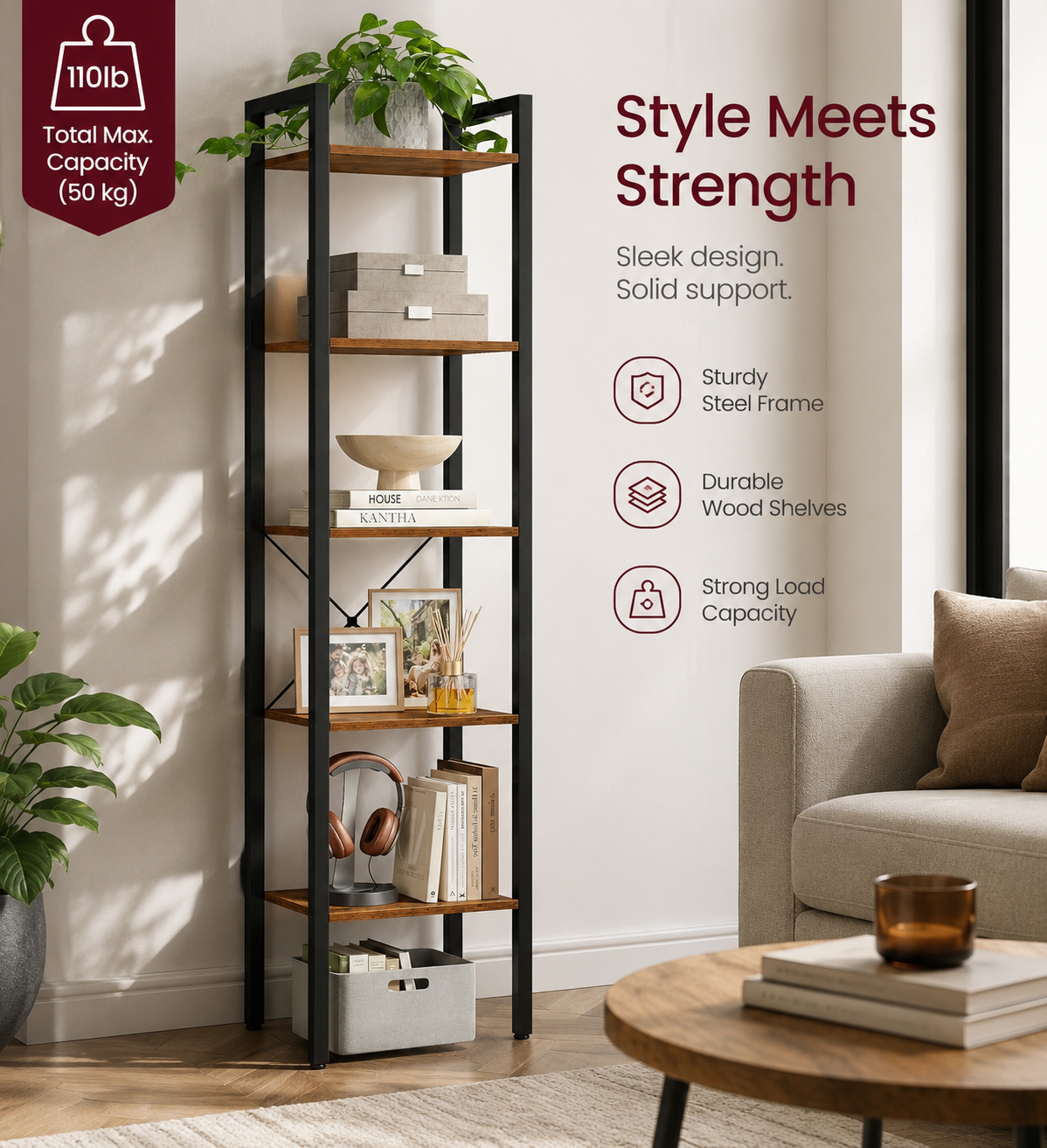 Bookcase vintage brown-black