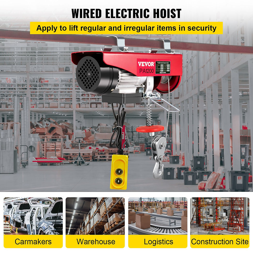 Thumbnail: Electric Hoist Crane Winch 2640 lbs with 14 ft Wired Remote Control 230V