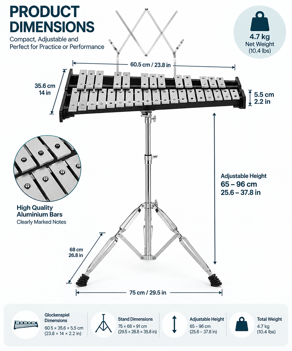 Thumbnail: 32 Note Glockenspiel Xylophone with Stand Carry Bag