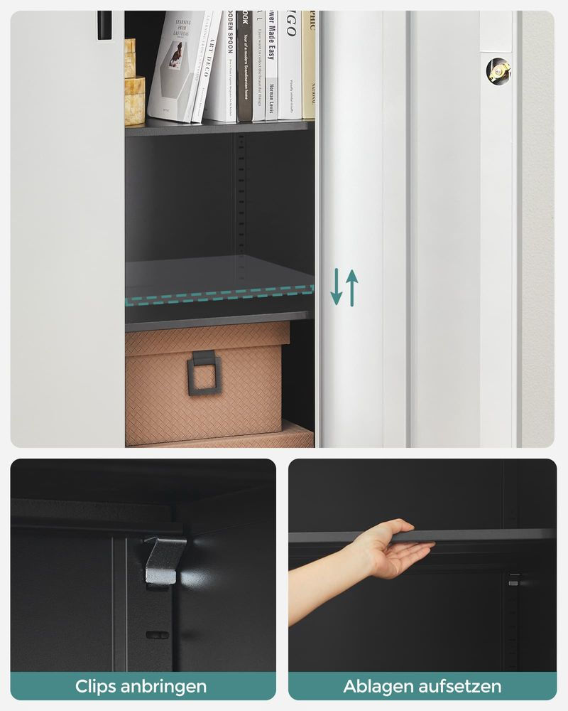 Thumbnail: Heavy-Duty Metal Storage Cabinet  Silver & Black XL